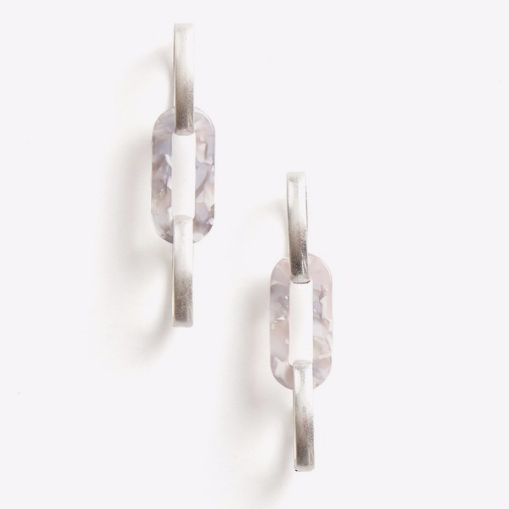 Noir Luxe Link Earrings White Marble